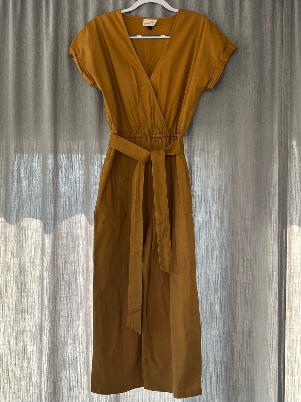 Universal Thread Mustard Wrap Maxi Dress with Self-Tie Belt
